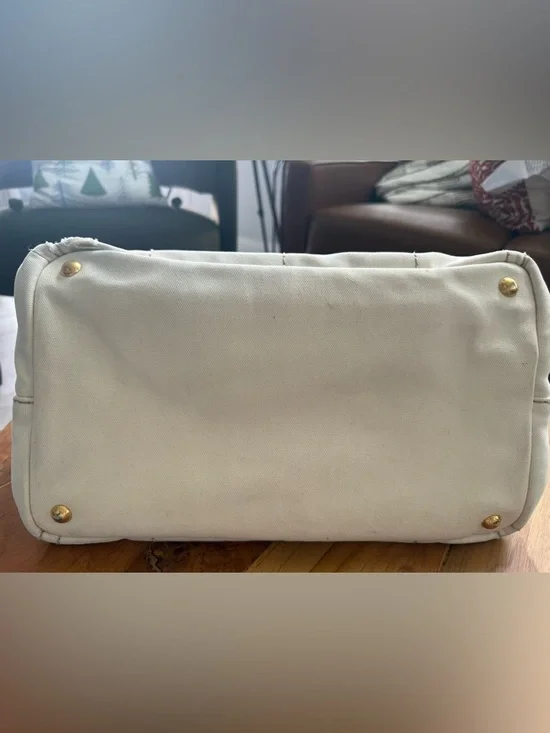 Prada White Canvas Tote - Picture 3 of 9